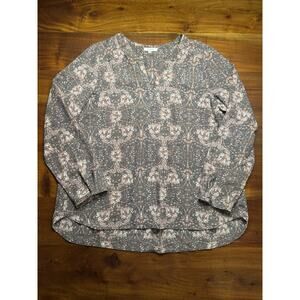 PLEIONE Women’s Floral Hi-low Long Sleeve Tunic Flowy Blouse Sz XL